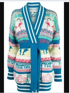 GOLDEN GOOSE Abstract Intarsia-Knit Cardigan Size XS NWT!! NEW Pink Flamingo's